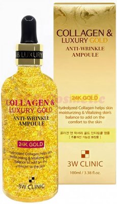 Антивозрастная сыворотка для лица с золотом и коллагеном 3w Clinic Collagen & Luxury Gold Anti-Wrinkle Ampoule  3w Clinic Collagen & Luxury Gold Anti-Wrinkle Ampoule фото