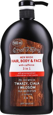 Гель-шампунь для волосся і тіла з кофеїном для чоловіків Sera Cosmetics Naturaphy Men Wash Hair, Body And Face Bluxcosmetics Naturaphy Men caffeine фото