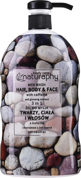 Гель-шампунь для волосся і тіла з кофеїном для чоловіків Sera Cosmetics Naturaphy Men Wash Hair, Body And Face Bluxcosmetics Naturaphy Men caffeine фото