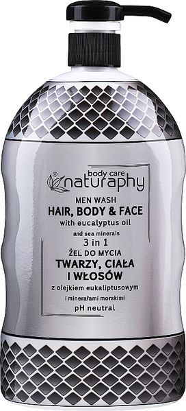 Гель-шампунь для волосся і тіла з олією евкаліпта для чоловіків Sera Cosmetics Naturaphy Men Wash Hair, Body And Face Bluxcosmetics Naturaphy Men eucaliptus фото