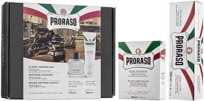 Набір для гоління чутливої шкіри Proraso White Line (sh/cr/150ml + ash/balm/100ml) Proraso White Line kit фото