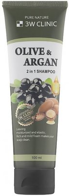 Шампунь для пошкодженого волосся з арганієвою олією та олією оливи 3W Clinic Olive & Argan 2 In 1 Shampoo 100 ml 3W Clinic Plive & Argan 2 In 1 Shampoo фото