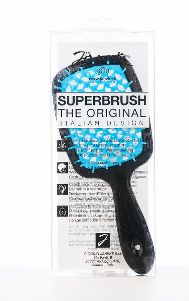 Щітка для волосся, чорна з блакитним Janeke Superbrush Janeke Superbrush  фото