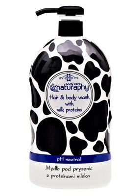 Шампунь-гель для душу з молочними протеїном Bluxcosmetics Naturaphy Naturaphy body&hair milk protein фото
