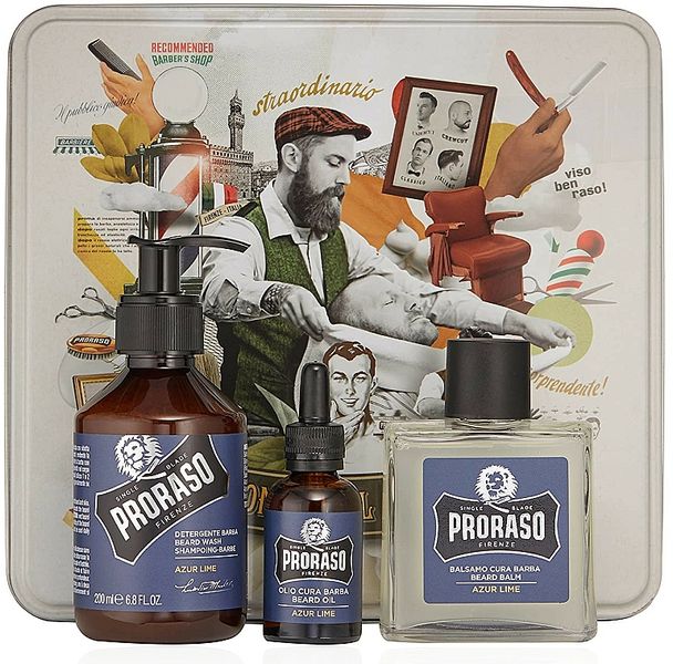 Набір Proraso Azur Lime Beard Kit (balm/100ml + shmp/200ml + oil/30ml) Proraso Azur Lime Beard Kit фото