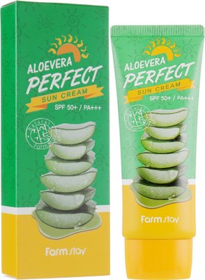 Сонцезахисний крем з алое SPF50+ FarmStay Aloevera Perfect Sun Cream SPF50+ PA+++ FarmStay Aloevera Perfect Sun Cream фото